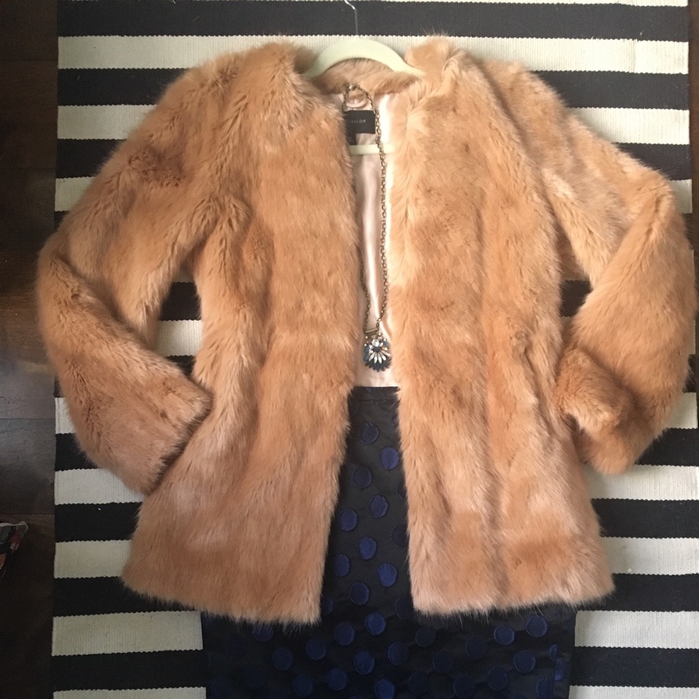 SOLD!! Ann Taylor faux fur Teddy Coat Blush vegan NEW NWT - Picture 4 of 13